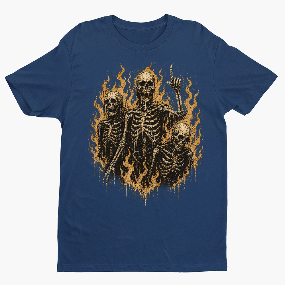 Retro Skeletons On Fire Unisex T-shirt | Gothic Skull Lover Gifts for Men gallery
