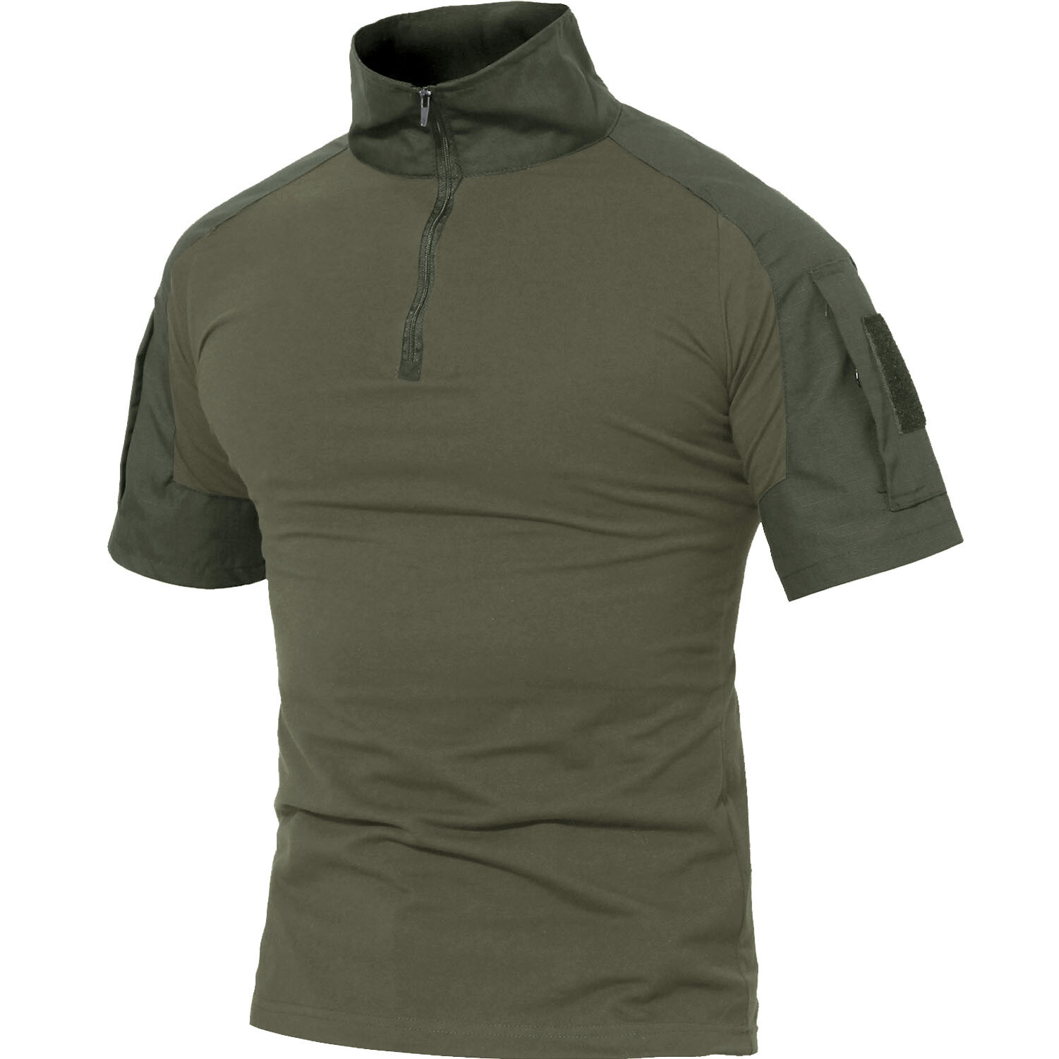 Men's Summer Short Sleeve Shirts 1/4 Zip Outdoor Training T-Shirt Quick Dry Tops gallery