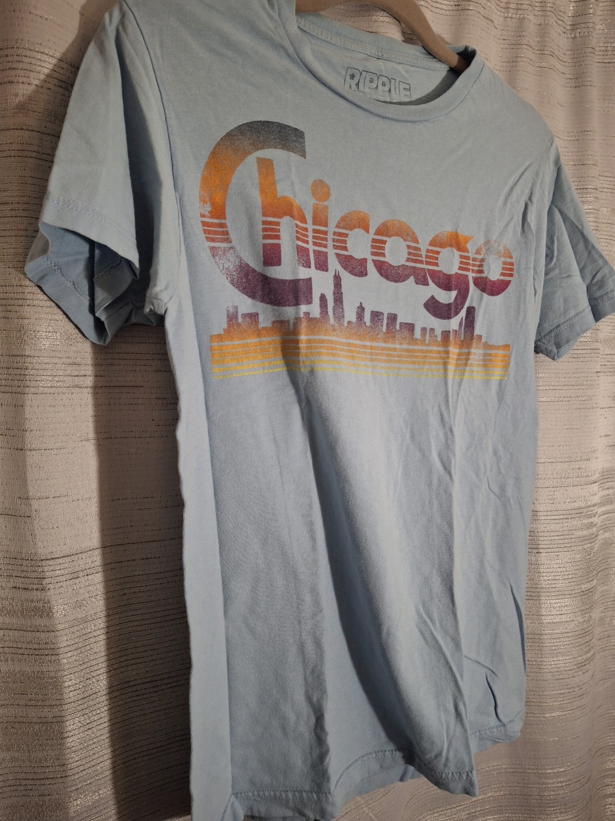 Ripple Junction Unisex Chicago City Graphic Print Crew Neck T-Shirt Blue S gallery