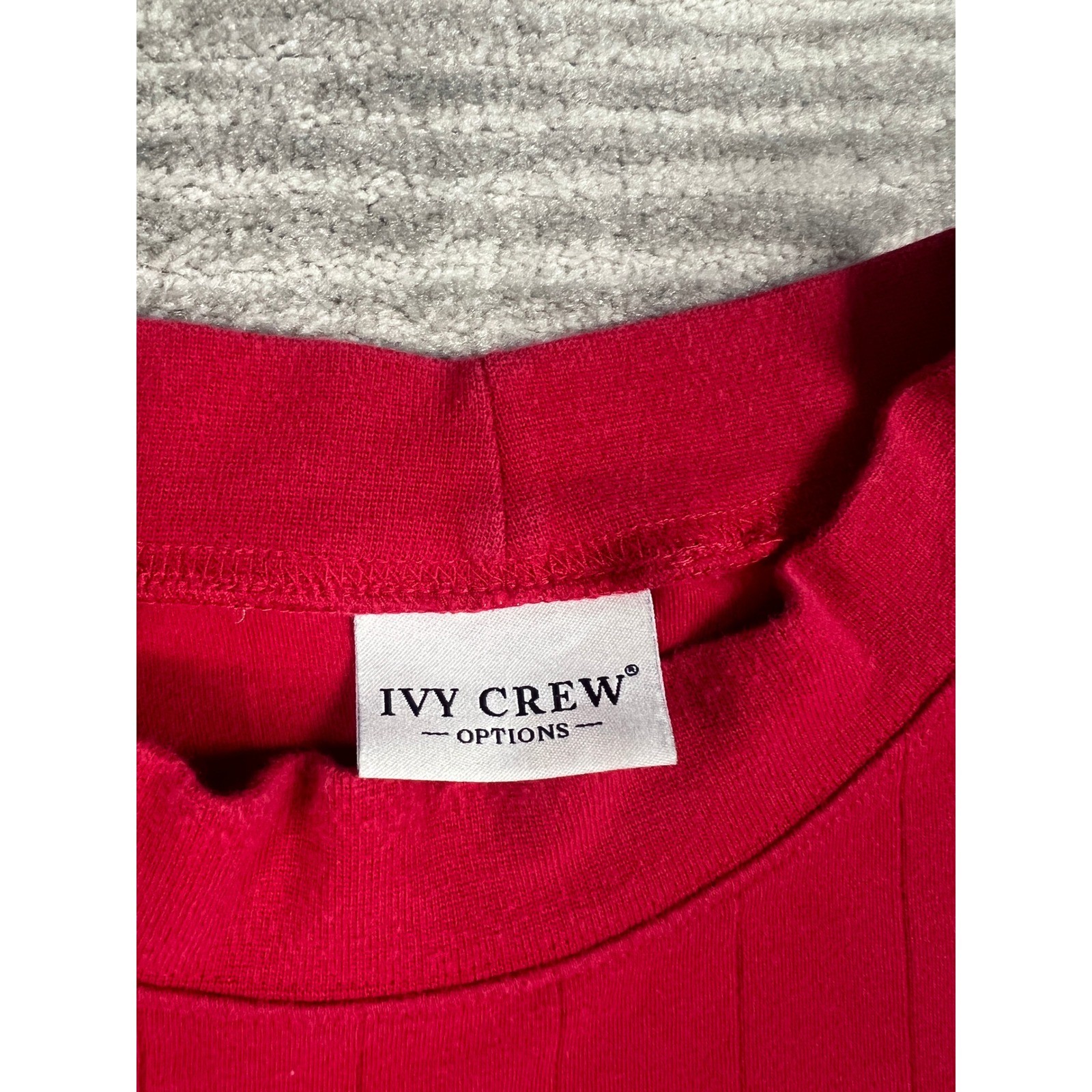 Ivy Crew Shirt Mens XL Red Mock Neck Long Sleeve Vertical Ribbed Knit Casual gallery