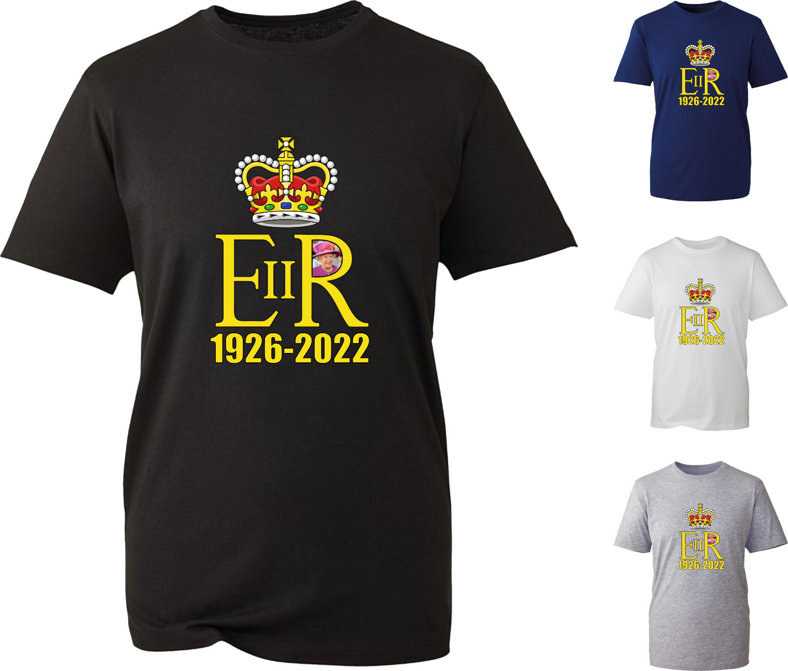 E2R Queen Elizabeth II T-Shirt Memorial Queen Union Jack London Bridge Down