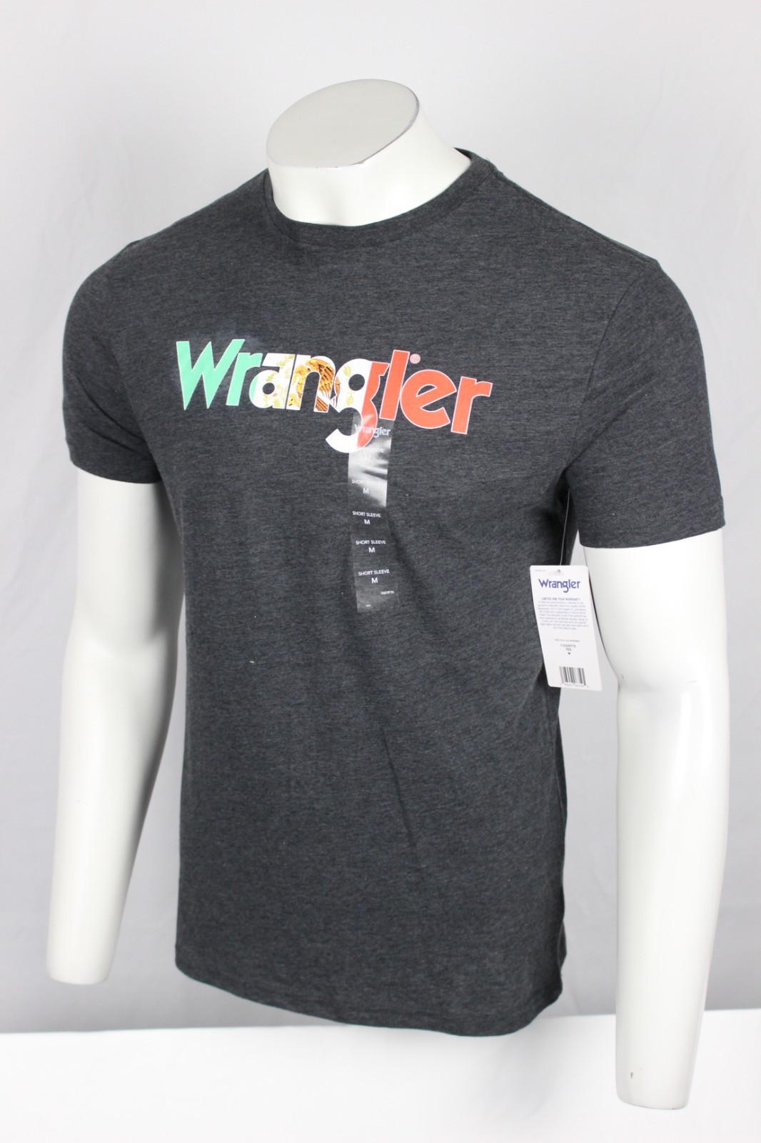 Wrangler Men's T Shirt Mexico Flag Kabel Short Sleeve Crew Charcoal Gray Heather gallery