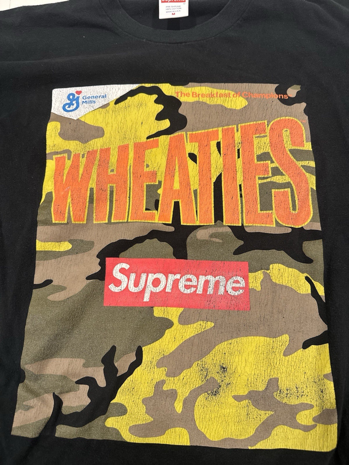 Supreme Wheaties General Mills T Shirt Black Men’s Medium Streetwear
