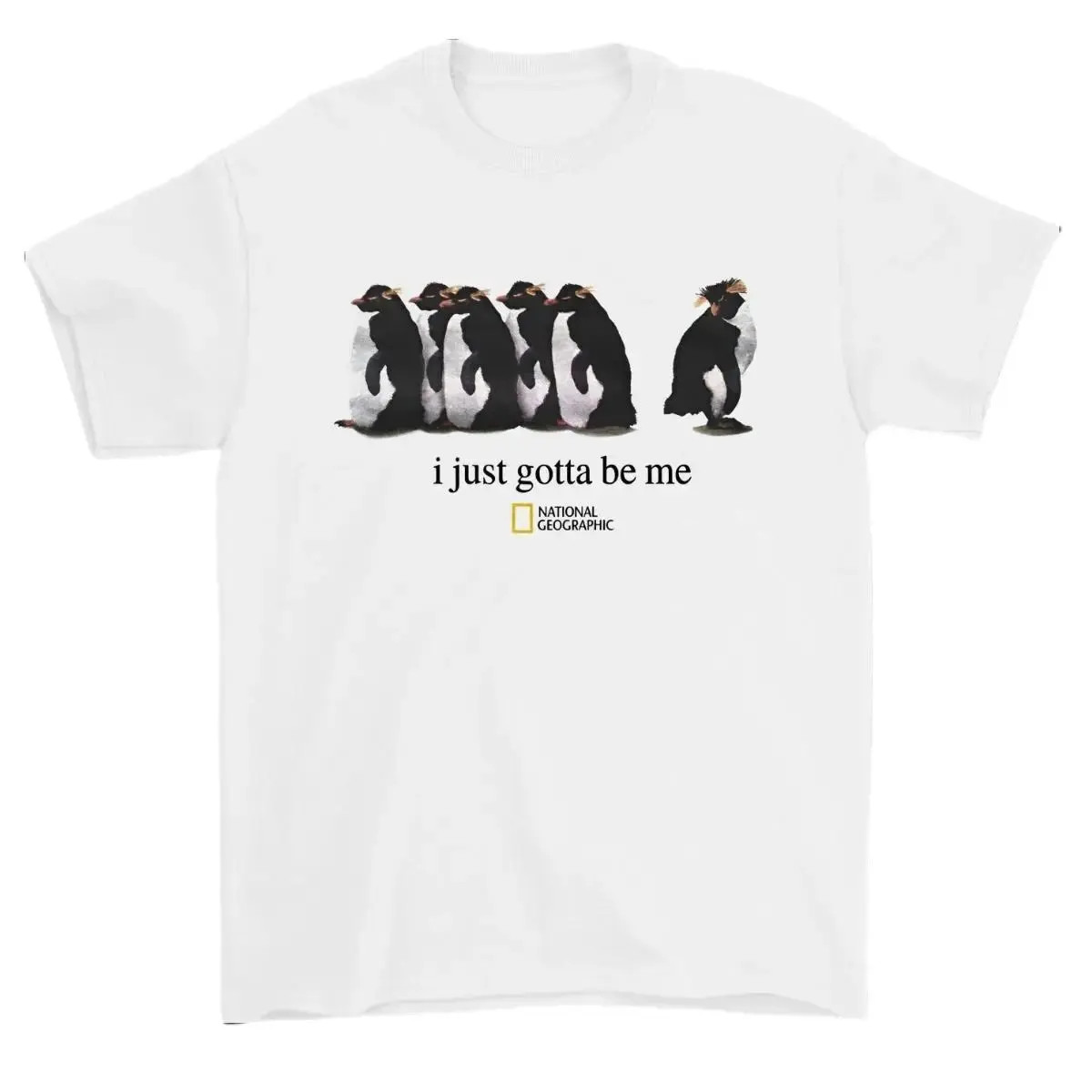 National Geographic Cotton Short Sleeve T-Shirt I Just Gotta Me Graphic Penguin