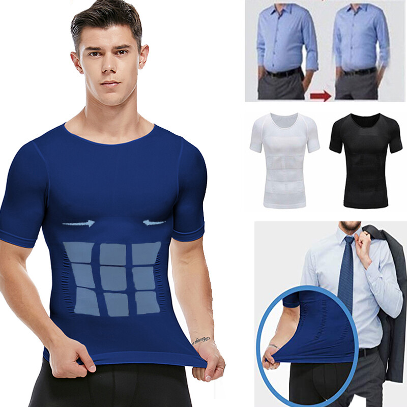 Mens T-Shirt Body Shaper Vest Abs Abdomen Slimming Compression Fitness Shapewear gallery