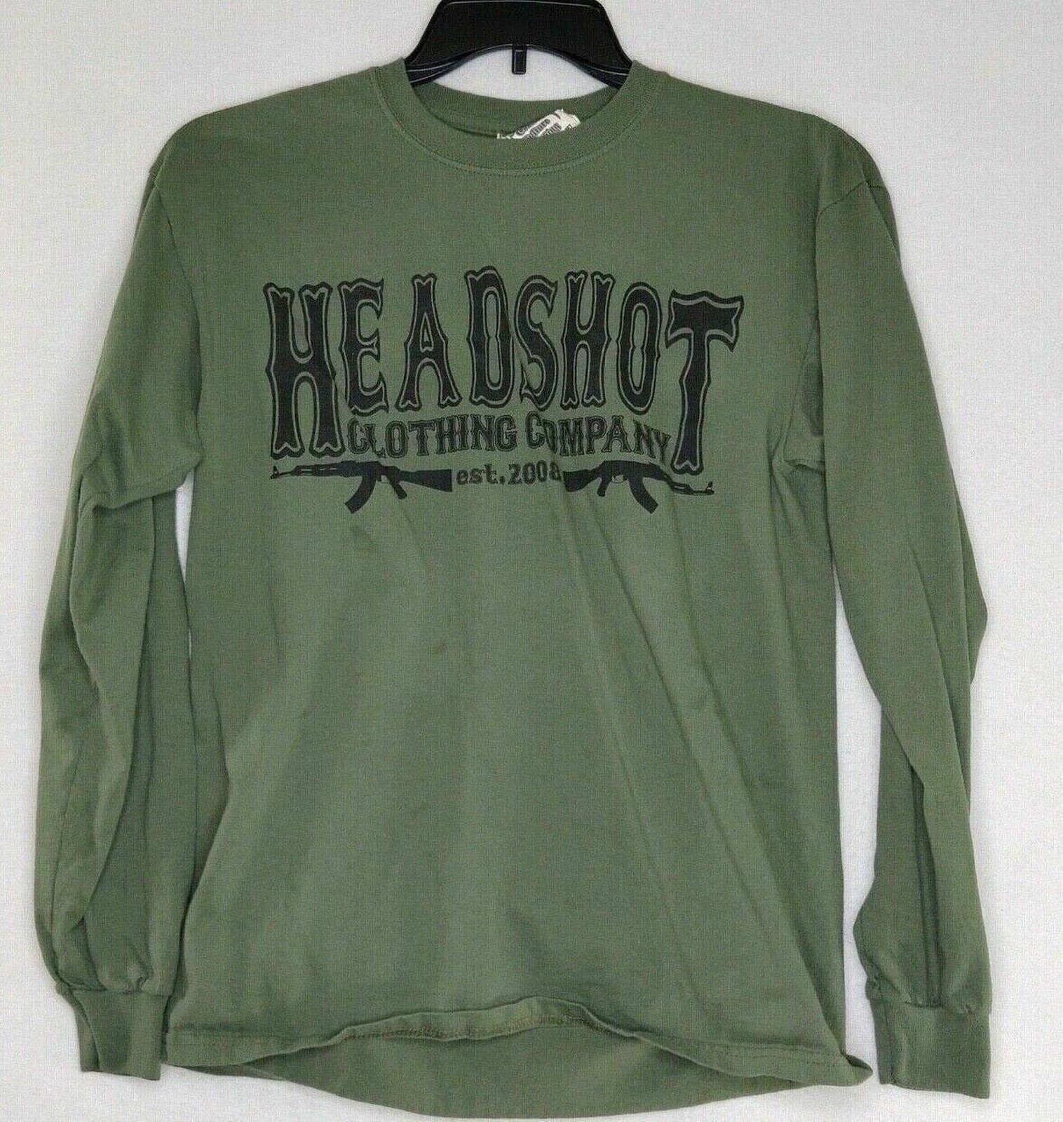 Headshot Combat Culture Clothing Adult Men’s Medium Green Long Sleeved T-Shirt