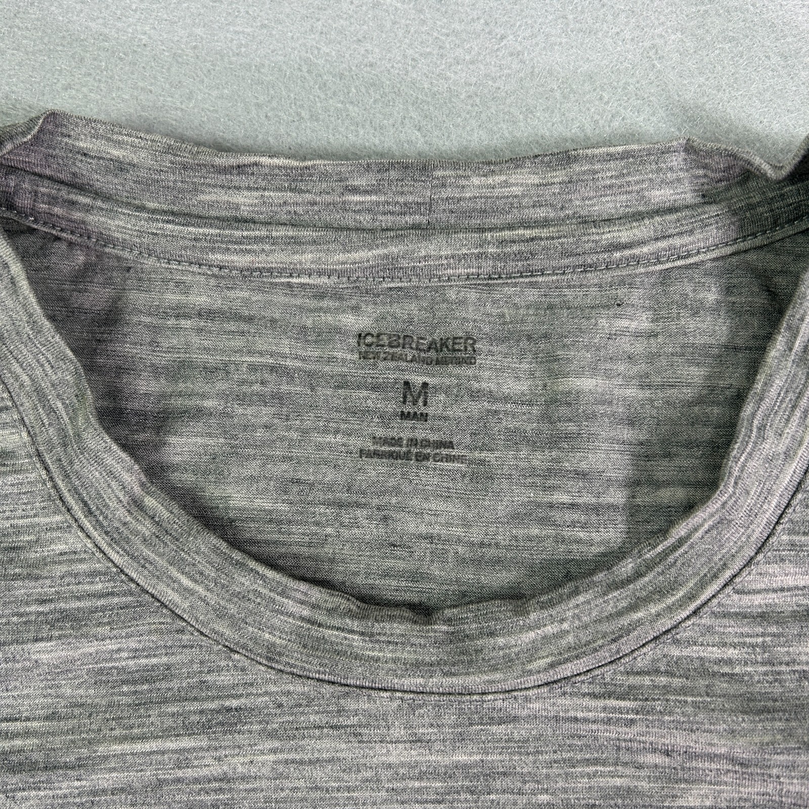 Icebreaker Men's T-shirt Medium Grey Long Sleeve Crew Neck 100% Merino Wool gallery