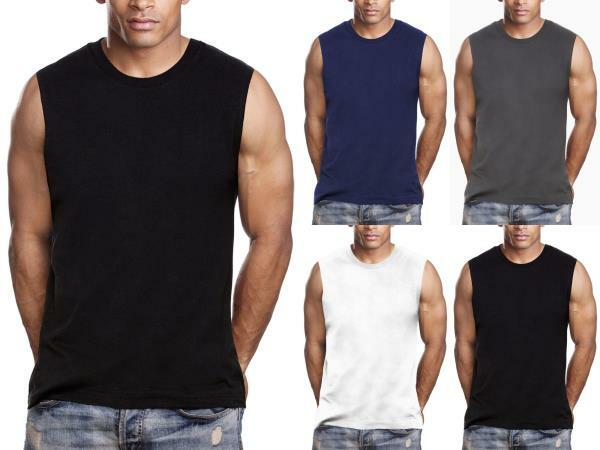Mens Gym Muscle Tank Top Sleeveless T-Shirt Heavy 100% Cotton Workout fitness gallery