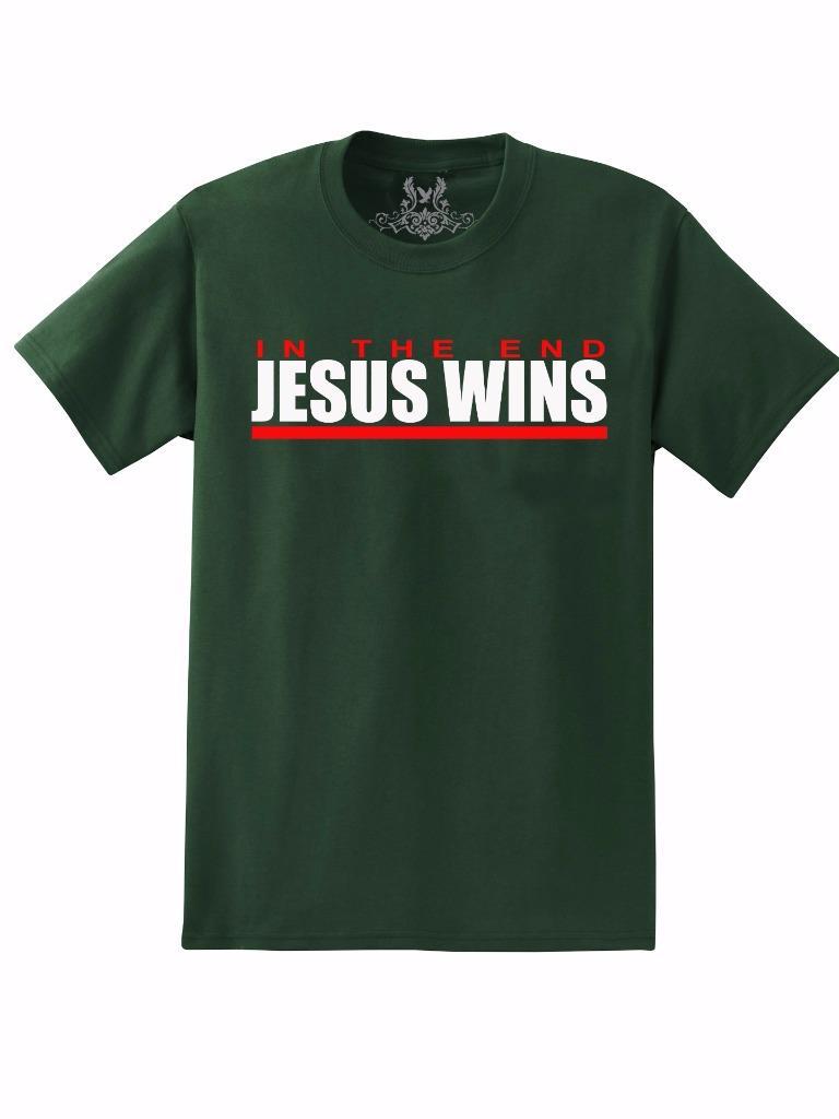 NW MEN'S PRINTED JESUS WINS CHRISTIAN GOD LOVE BIBLE COTTON T-SHIRT ALL COLOR gallery