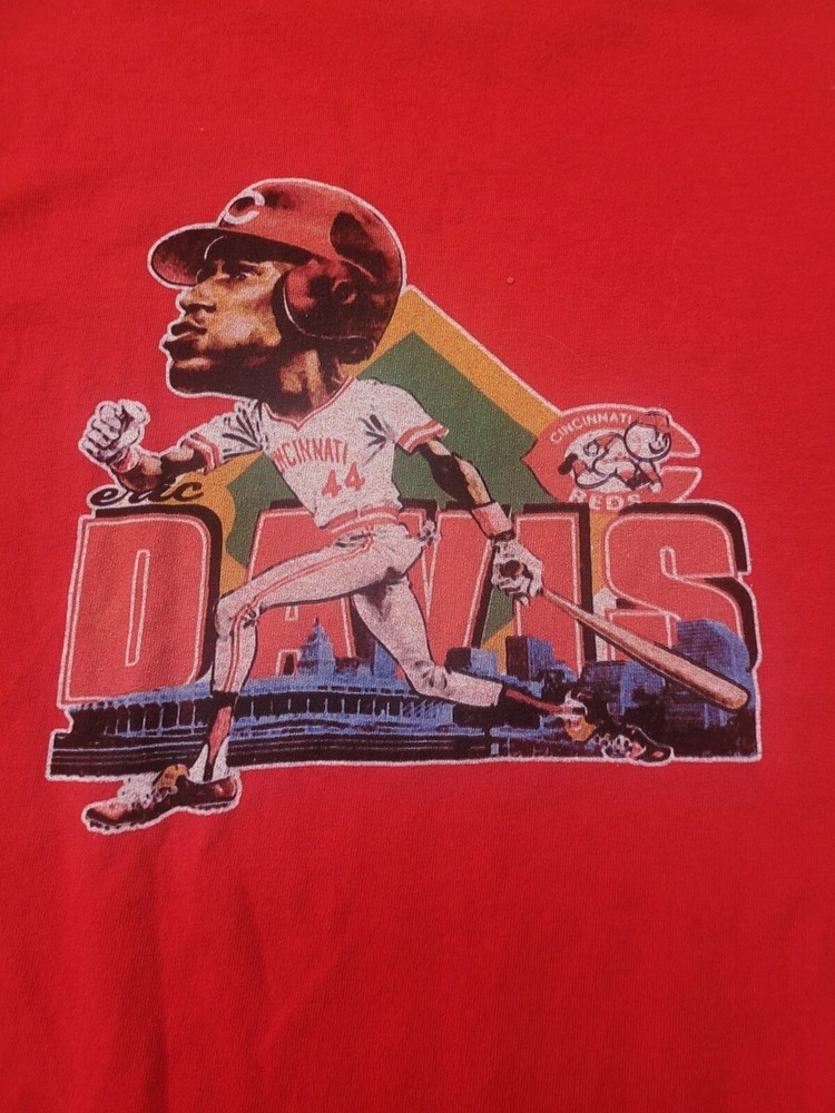 Vintage Cincinnati Reds Eric Davis Tee Shirt Size Red Gift fans NG3261