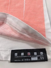 VINTAGE DESIGNER La Perro Textured Neon Orange White T SHIRT S/S Mens Sz M Tee