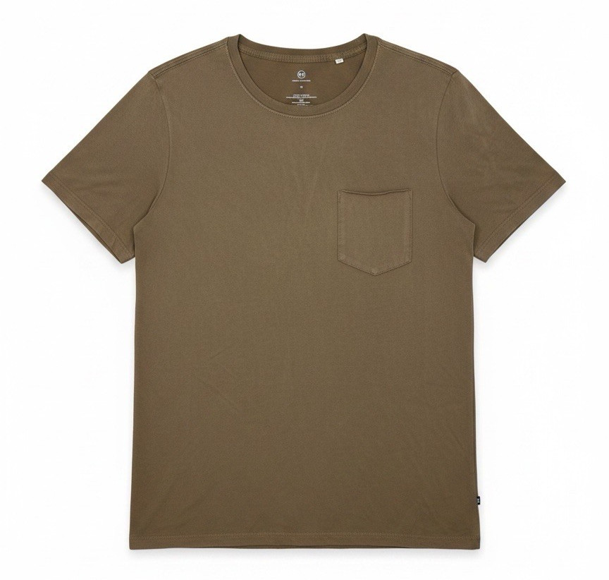 AG Adriano Goldschmied T-Shirt Mens M Brown Pocket Tee Distressed Raw Hem NEW