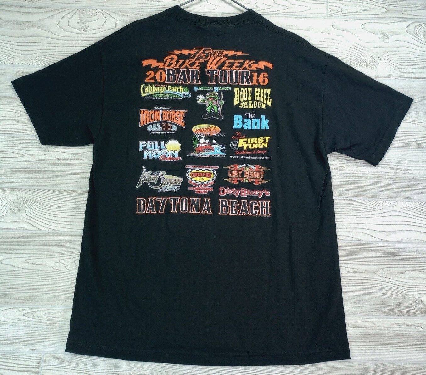 NEW Hot Leathers Bike Week Shirt XL Black Daytona Beach Bar Tour 2016 NWT gallery