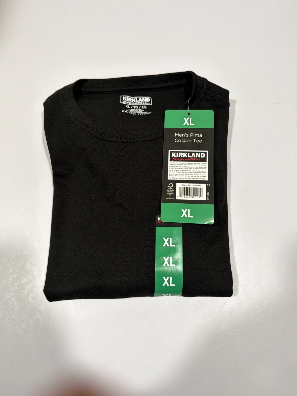 Kirkland Signature Shirt Men's XL Black Pima Cotton Basic Solid Tee gallery