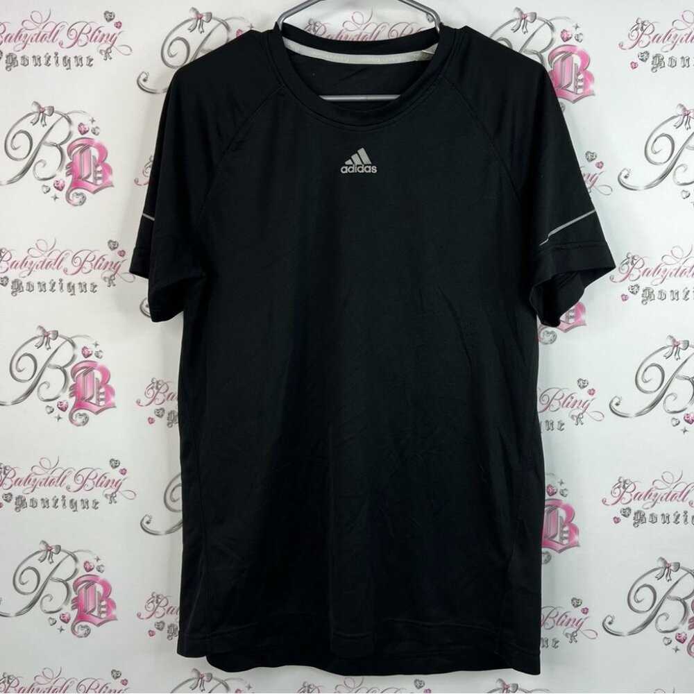 Adidas tshirt tee silver Black Short Sleeve Tee stretchy comfy sporty gallery