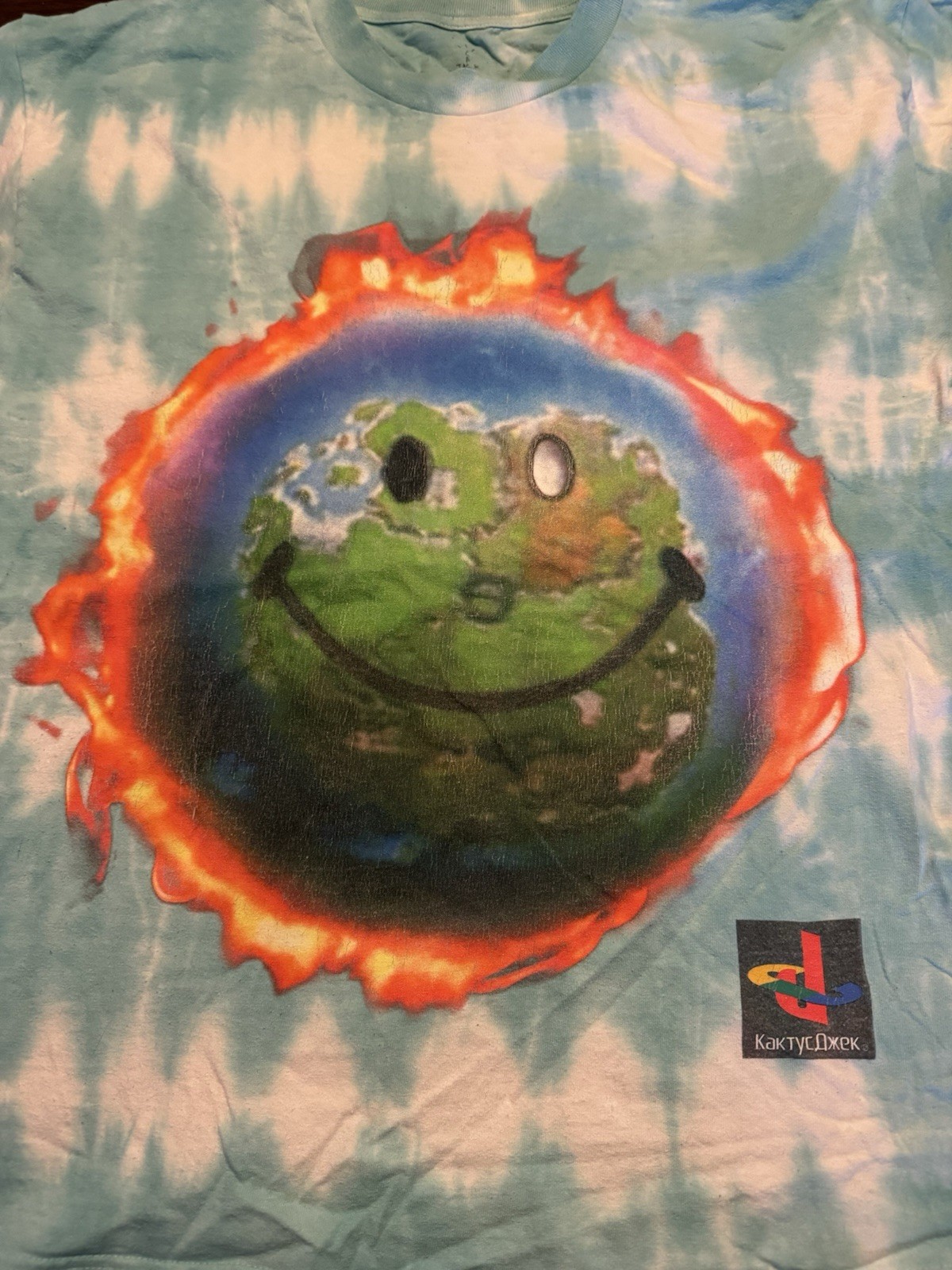 Travis Scott Fortnite Cactus Jack Smiley Face Earth Shirt Large Tie Dye gallery
