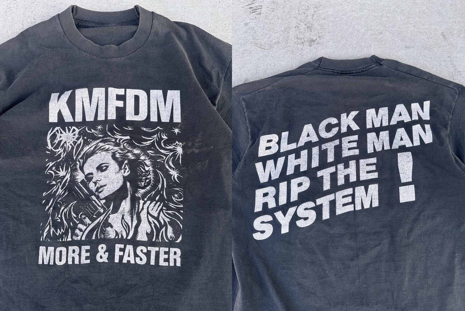 2 Sides KMFDM Band More & Faster Shirt Classic Black Unisex S-5XL 1H0991 gallery