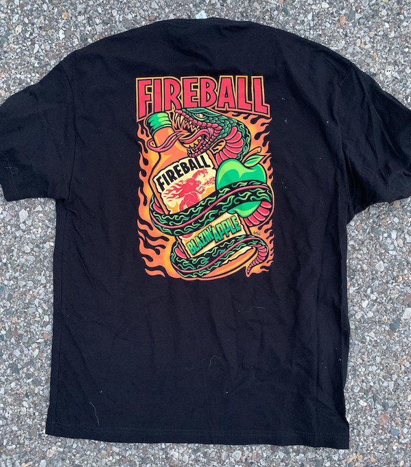Bella+Canvas T-shirt, Black, Large, with Fireball Blazin Apple and snake gallery