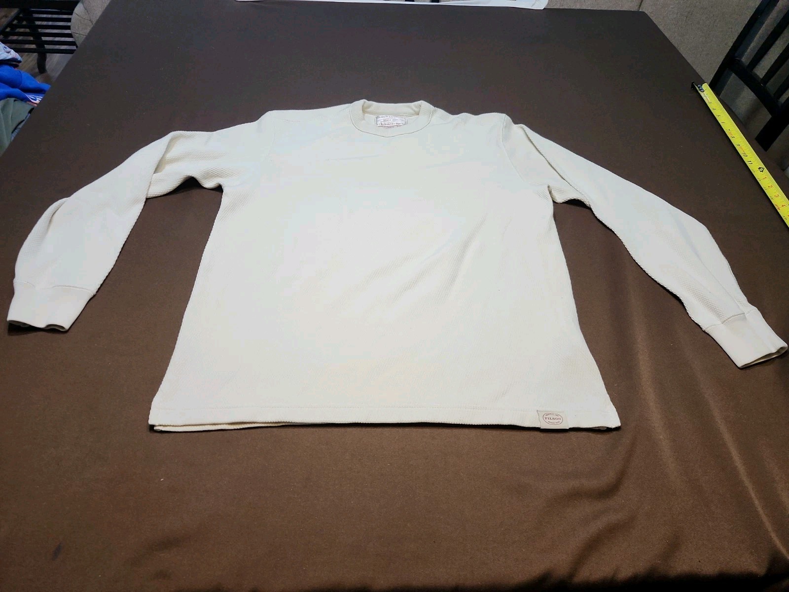 Filson long-sleeve thermal crewneck shirt Off White Mens Size M Waffle Knit