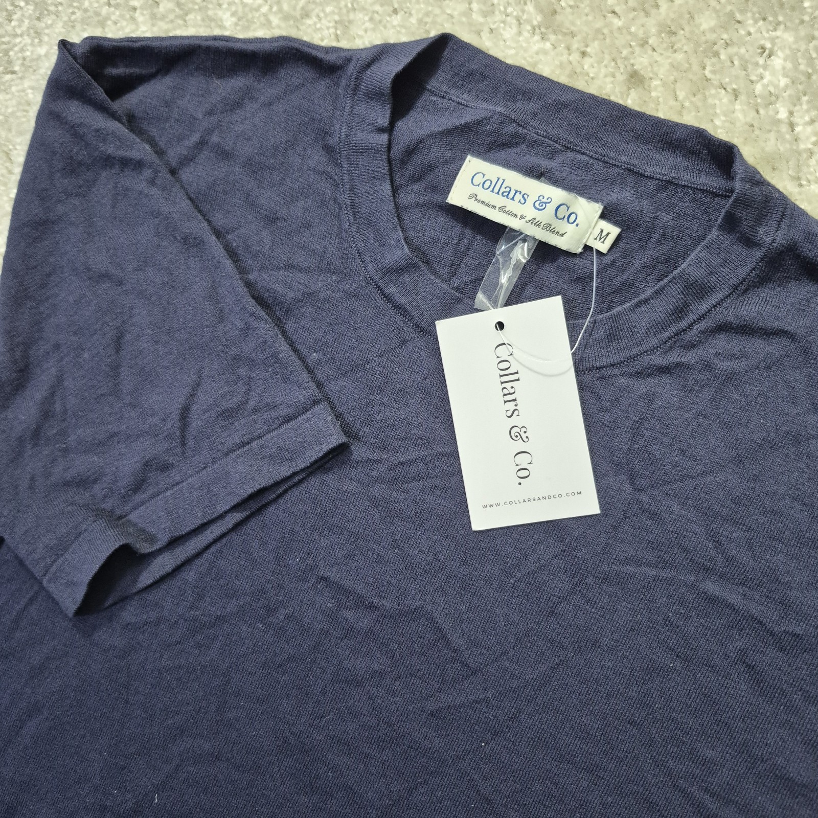 Collars & Co Cotton Silk T Shirt Mens Medium Blue Comfort Knit Luxury Beachy New