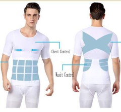 Men Slimming Body Shaper Posture Corrector Vest Abdomen Compression T-Shirt Tops