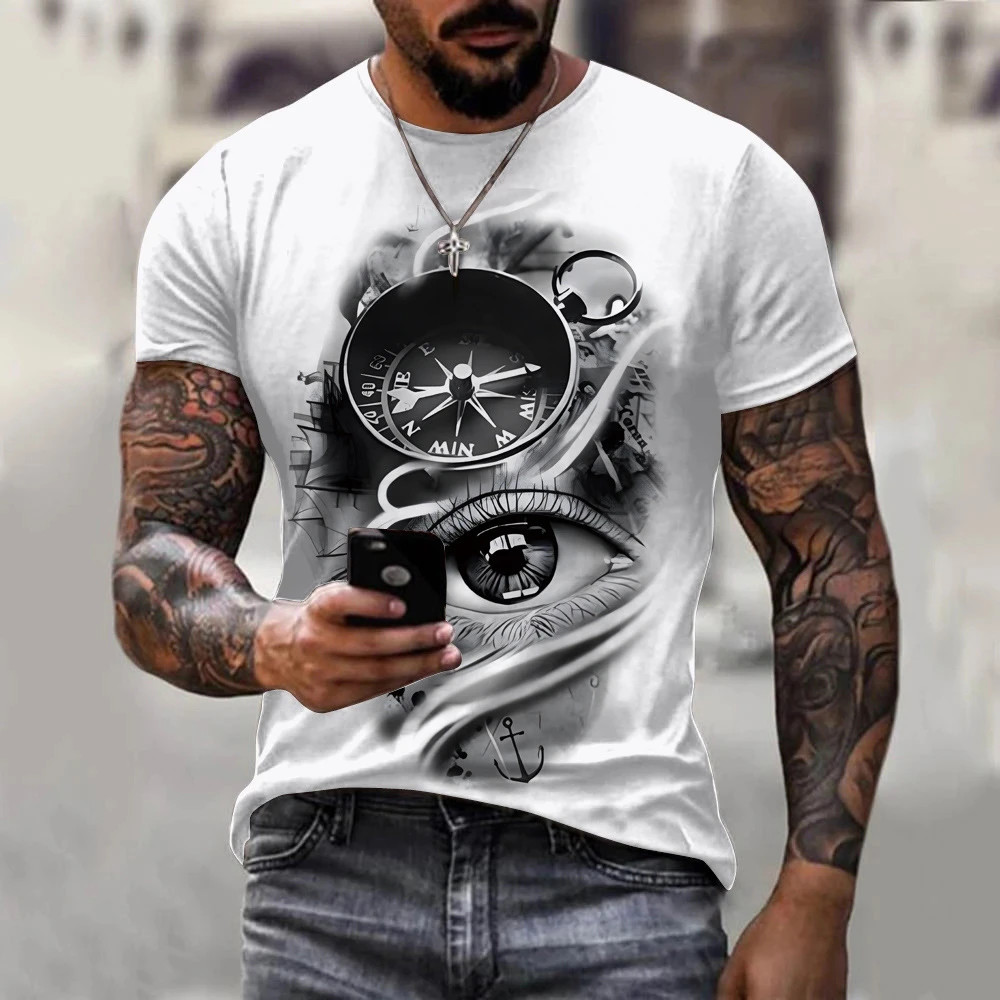 Men's T-shirt Summer Short Sleeve O-neck 3D Anchors Print Top Tee Shirt gallery
