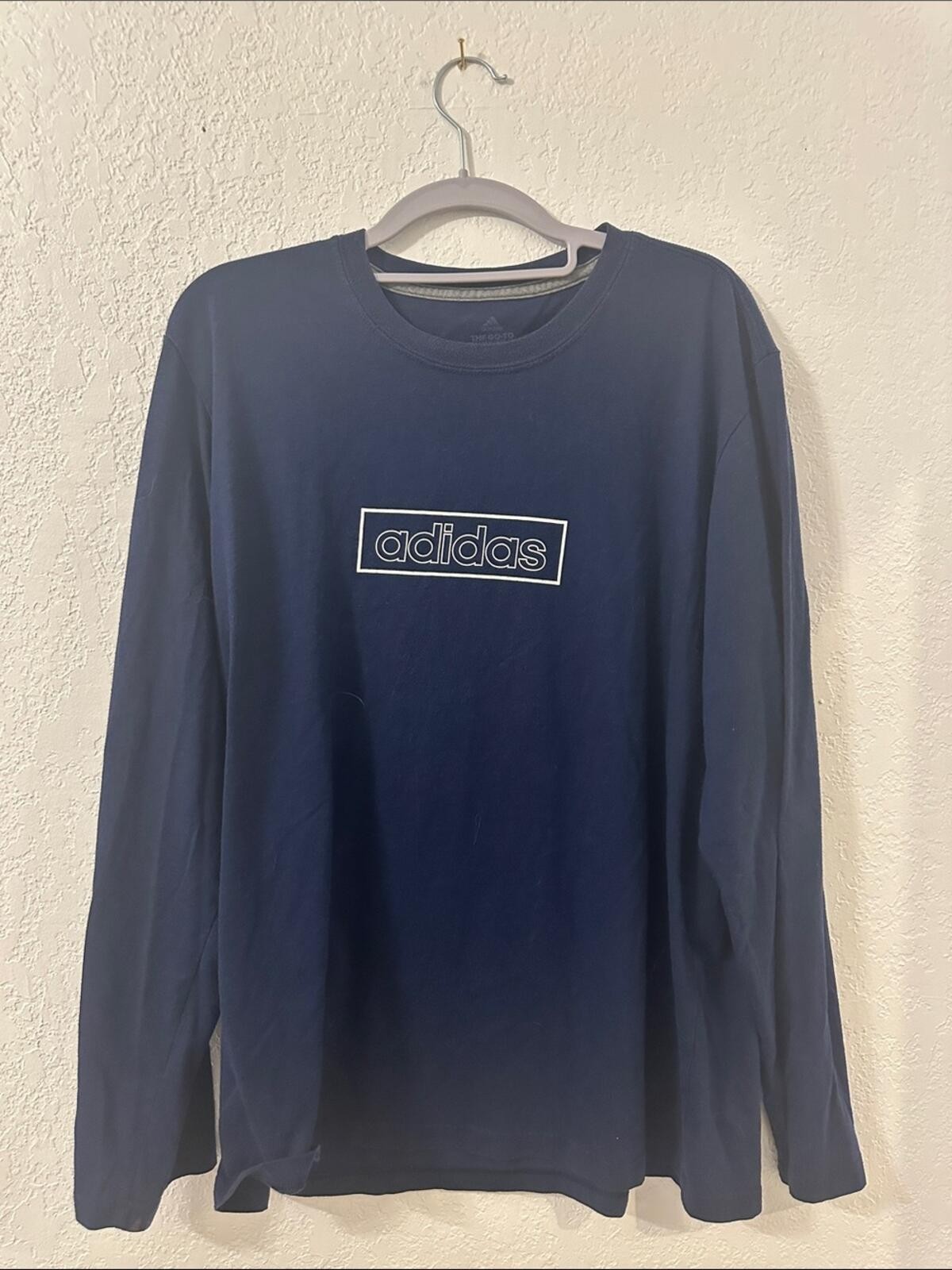 adidas Navy Long Sleeve Box Logo Vintage T Shirt gallery