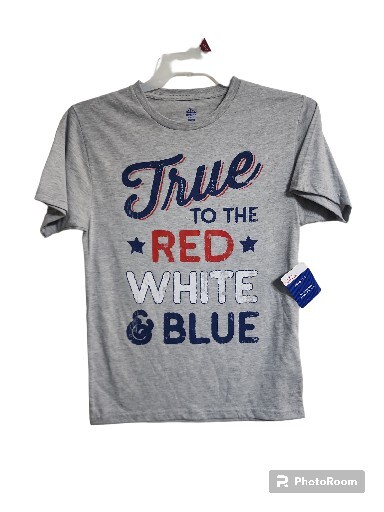 NWT AMERICA TRUE TO THE RED WHITE & BLUE MENS GRAY T-SHIRT SIZE S (34-36) gallery