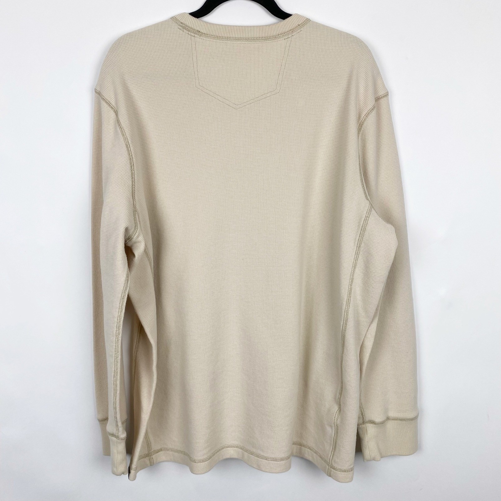 Eddie Bauer Outdoor Waffle Knit Thermal Crew Neck Shirt Mens XL Tan gallery