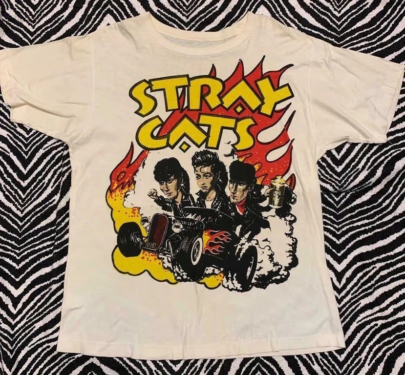 Stray Cats Rockabilly Cotton White Men S-234XL T-Shirt Reprint