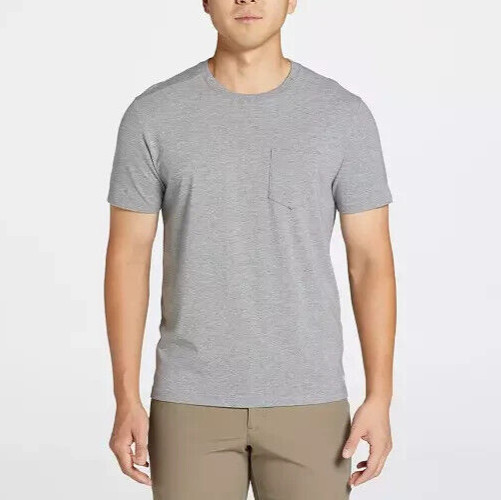 VRST ‘ MENS ‘ ESSENTIAL POCKET TEE ‘ MID GREY HEATHER ‘ SMALL – UV PROTECTION