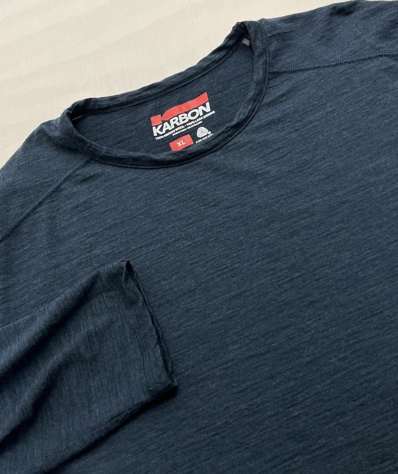 KARBON Shirt Mens XL Blue 100% Merino Wool Long Sleeve Base layer Crewneck gallery
