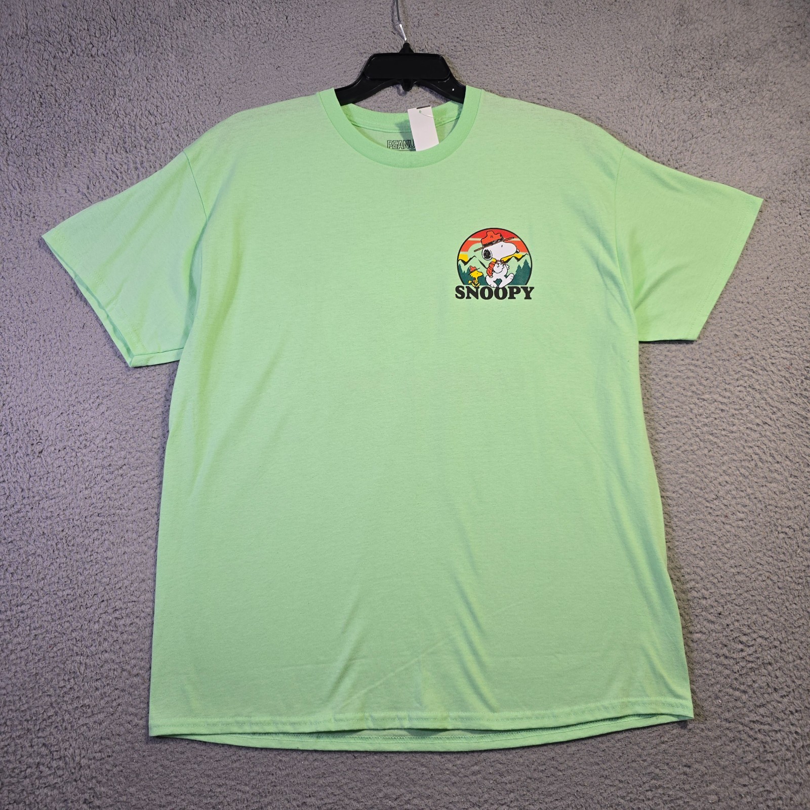 Peanuts® Hiking Snoopy t shirt Men XL Green Charlie Brown Classic Camping NWT gallery