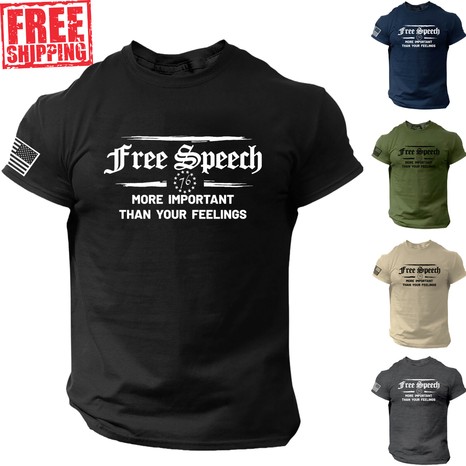 Free Speech 1st Amendment T-SHIRT American Patriotic 1776 America USA Freedom gallery