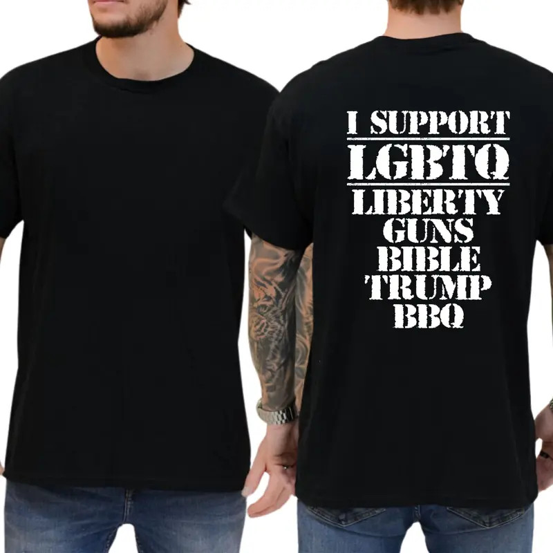 I Support LGBTQ Liberty Guns Bible Trump BBQ T-shirt Funny Shirts gallery