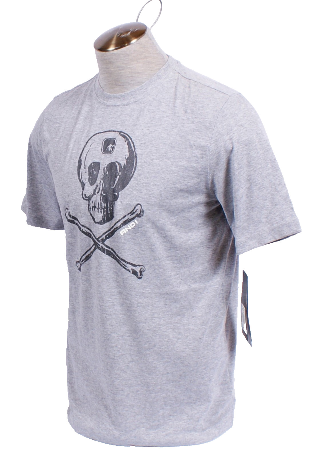 AND1 Men's S Gray Skull & Bones Short Sleeve T-Shirt Play at Your Own Risk gallery