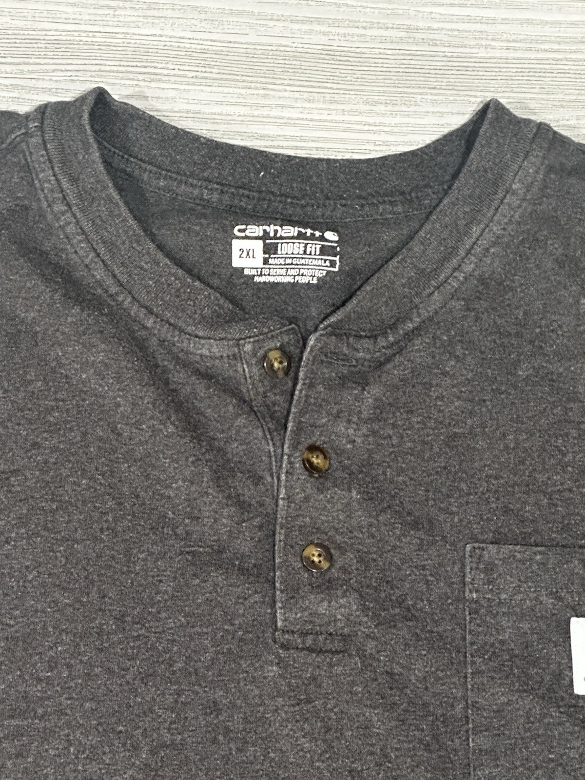 Carhartt Henley Shirt Men’s 2XL Black Loose Fit Long Sleeve Pocket Workwear gallery