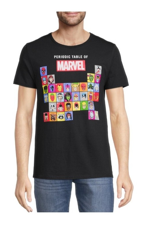 Marvel Shirt Mens 2X Periodic Table Heroes Villains Graphic Tee Comics NEW gallery