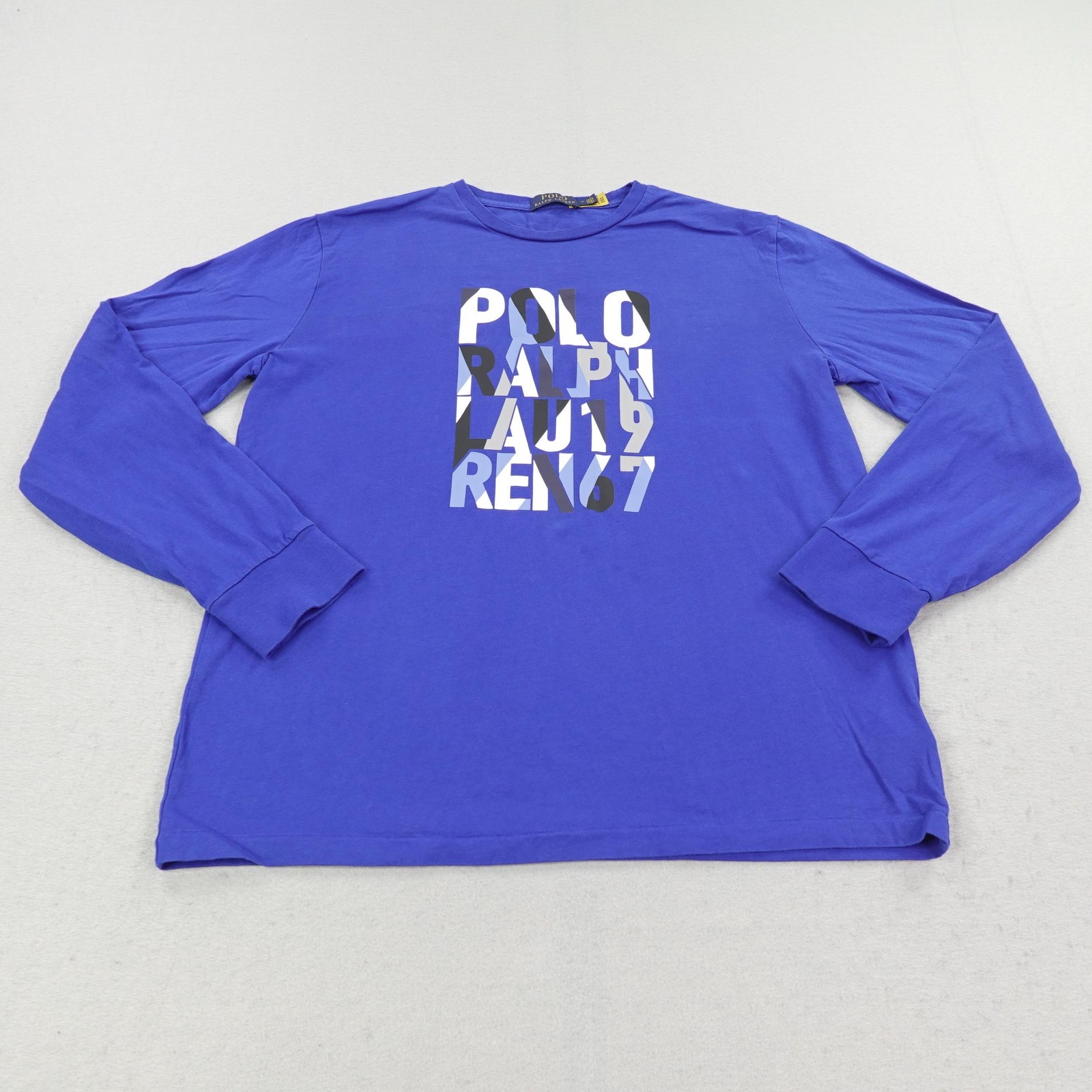 Polo Ralph Lauren Shirt Mens Medium Blue 69 Graphic Long Sleeve Crewneck Tee
