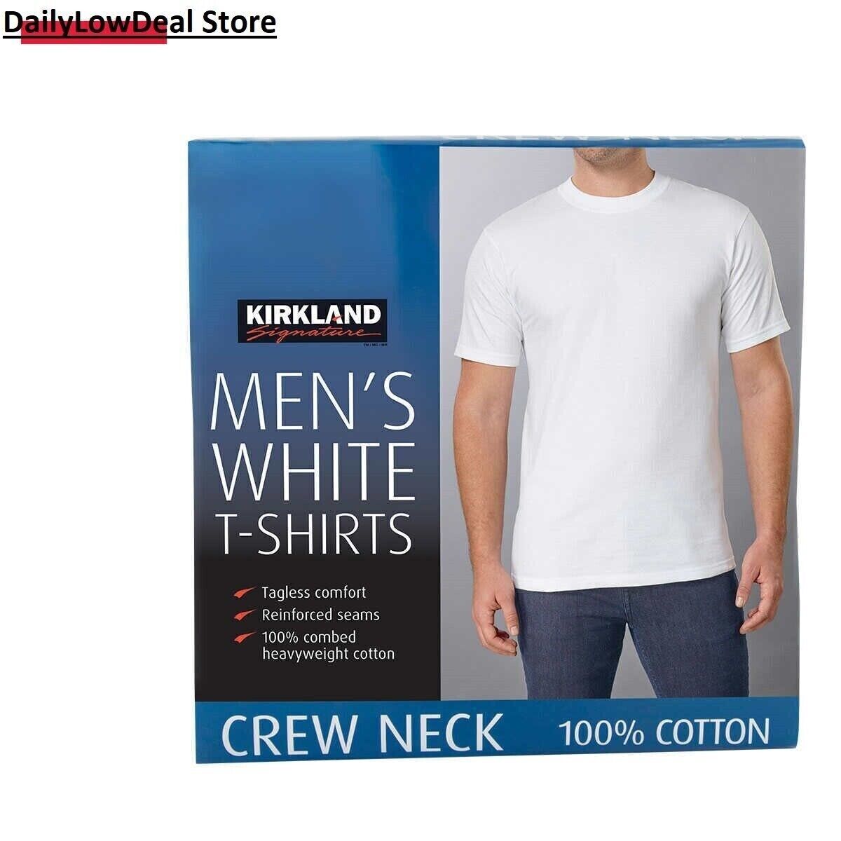 Kirkland Men's White 100% Cotton Crew Neck T-shirt FREE SHIPPING! 2 OR 6 PACK gallery