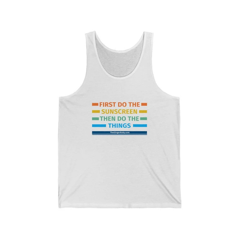First Do The Sunscreen Funny Mens Summer Beach Tank Top Gift gallery