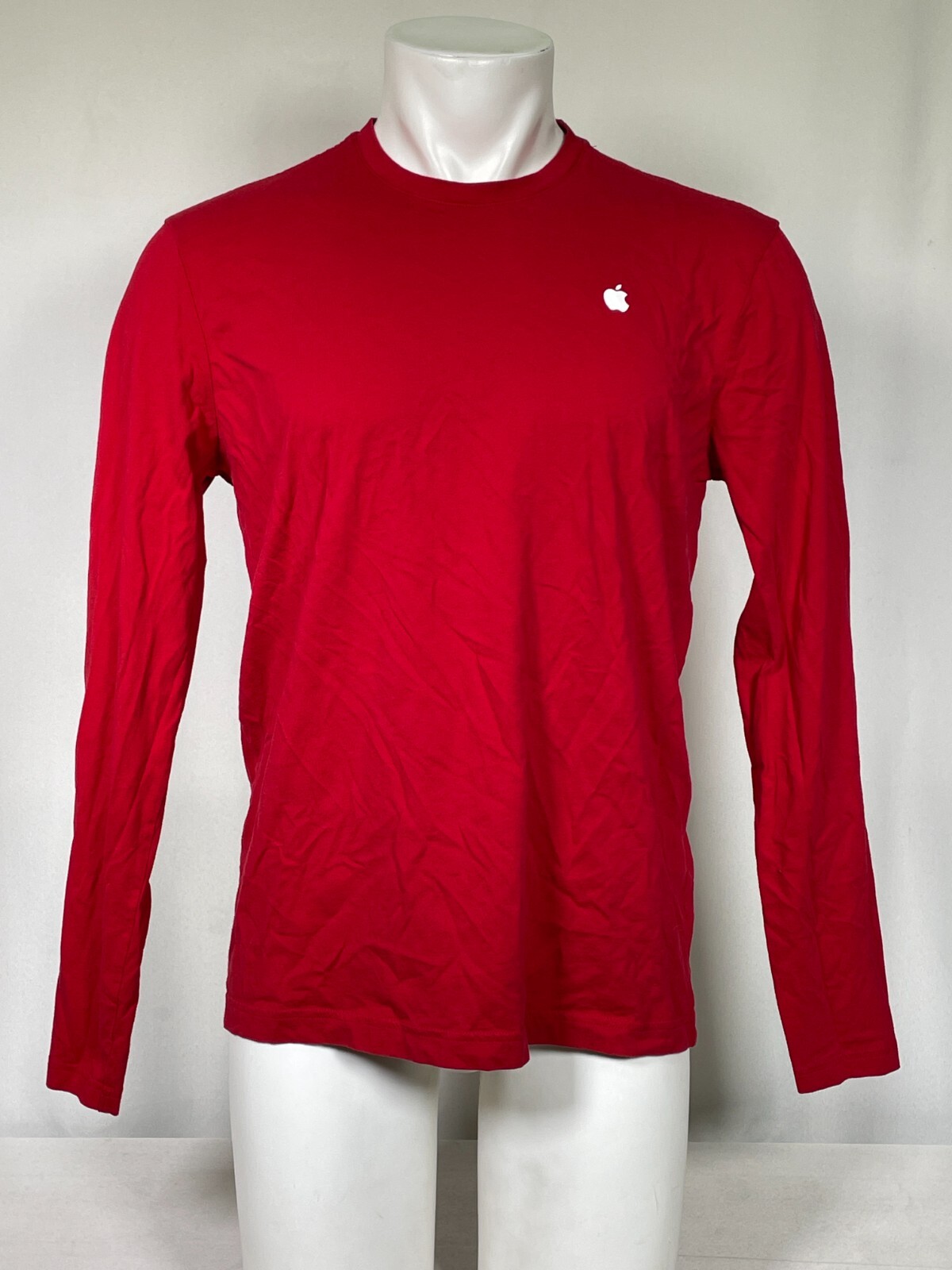 Apple Store Red Long Sleeve Employee Official Logo T-Shirt Men’s MEDIUM