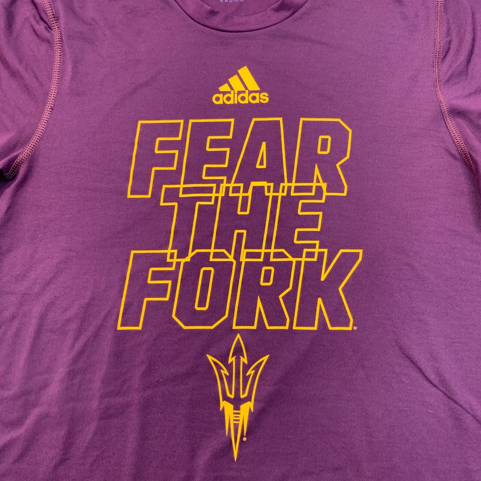 Adidas T Shirt Mens M Medium Raisin Creator Tee Arizona Sun Devils Fear The Fork gallery