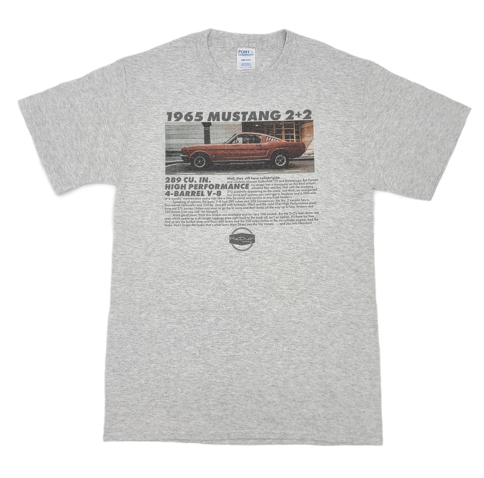 New Retro Hobby 1965 Mustang 2+2 Vintage Ad Men's T-Shirt, Various Sizes gallery