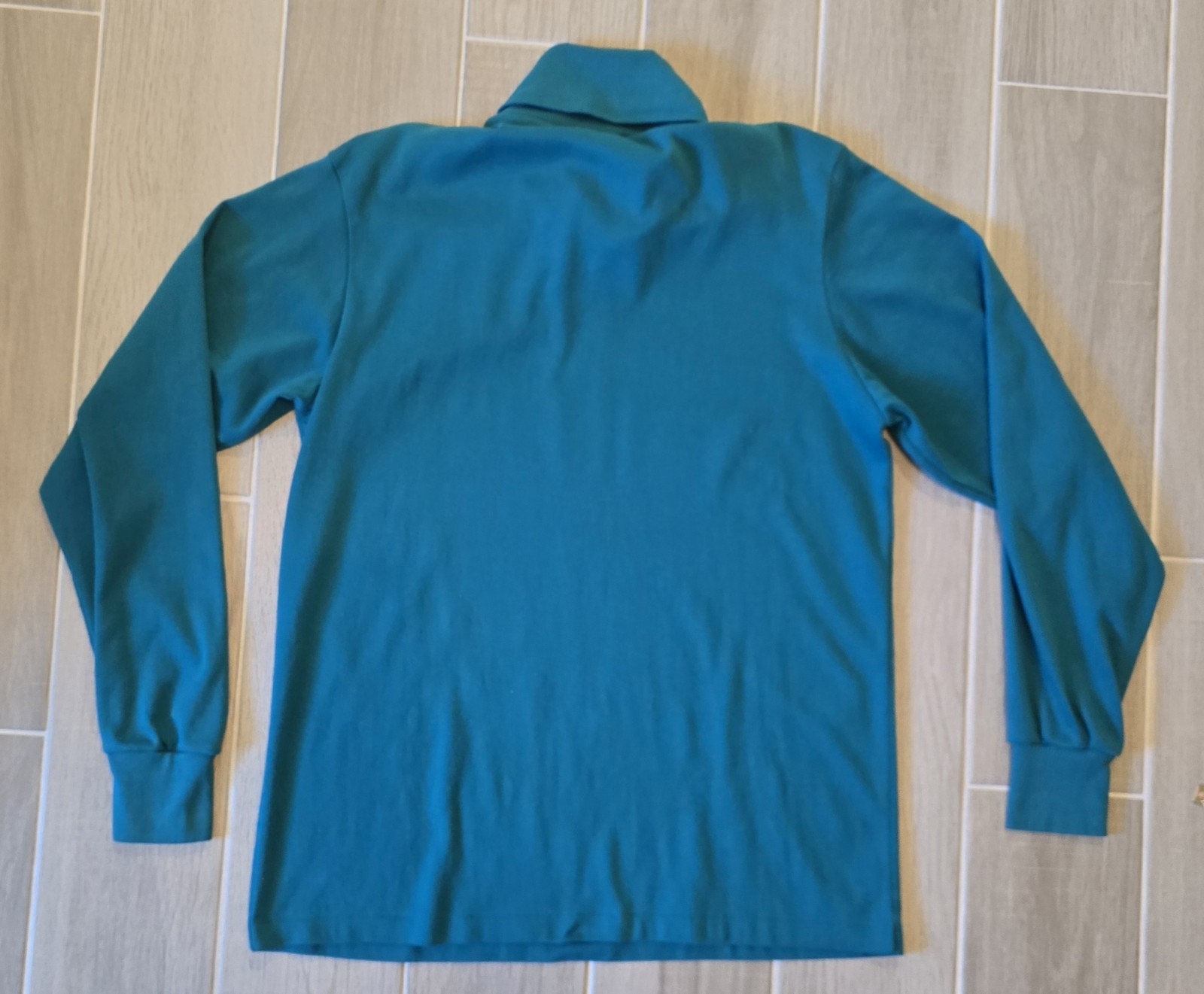 Vintage Lands' End Shirt Men's Large Teal Seamless Turtleneck High Neck LS USA gallery
