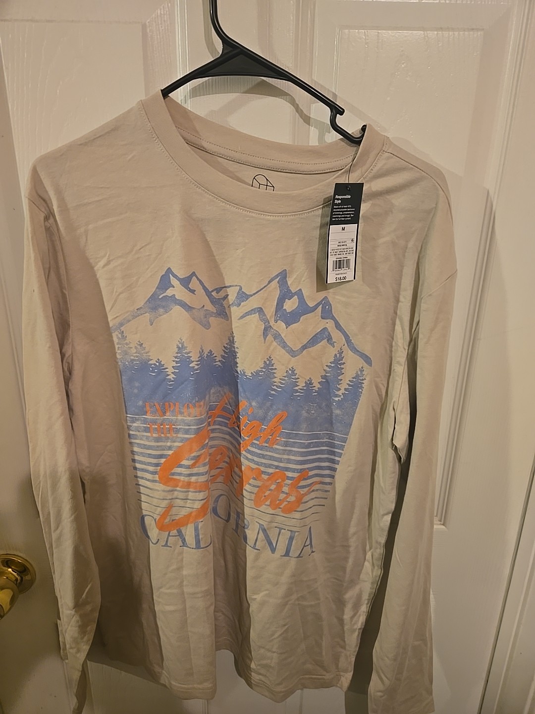 Beige Original Use Explore the High Sierras Long Sleeve T-Shirt Medium gallery