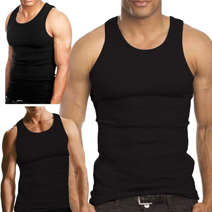 6-12 Pack Men's Tank Top 100% Cotton A-Shirt Wife Beater Undershirts Size S-4XL gallery