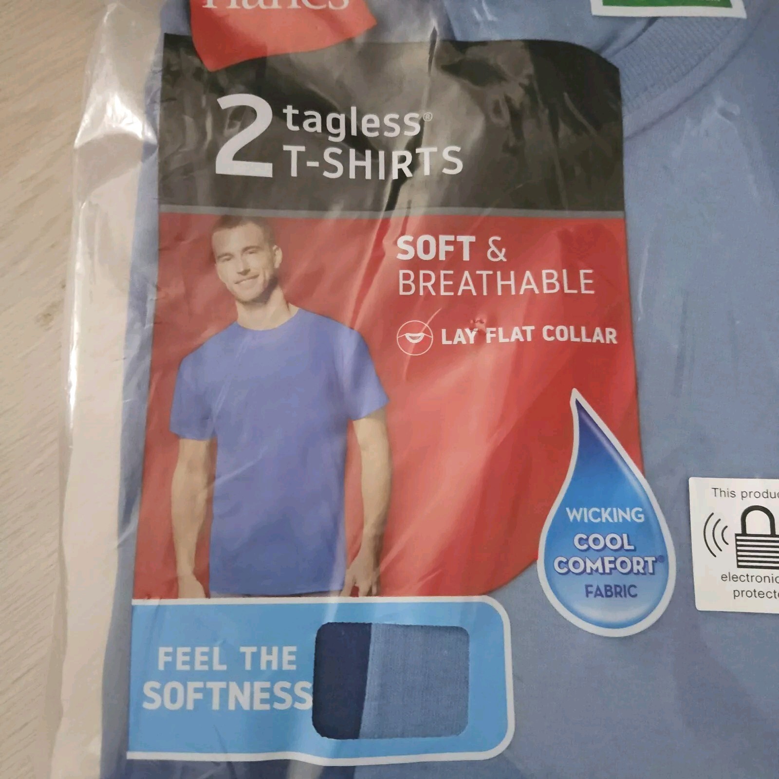2 Pack XLARGE Blue Mens Hanes Tagless T-Shirts Soft & Breathable Wicking Fabric gallery