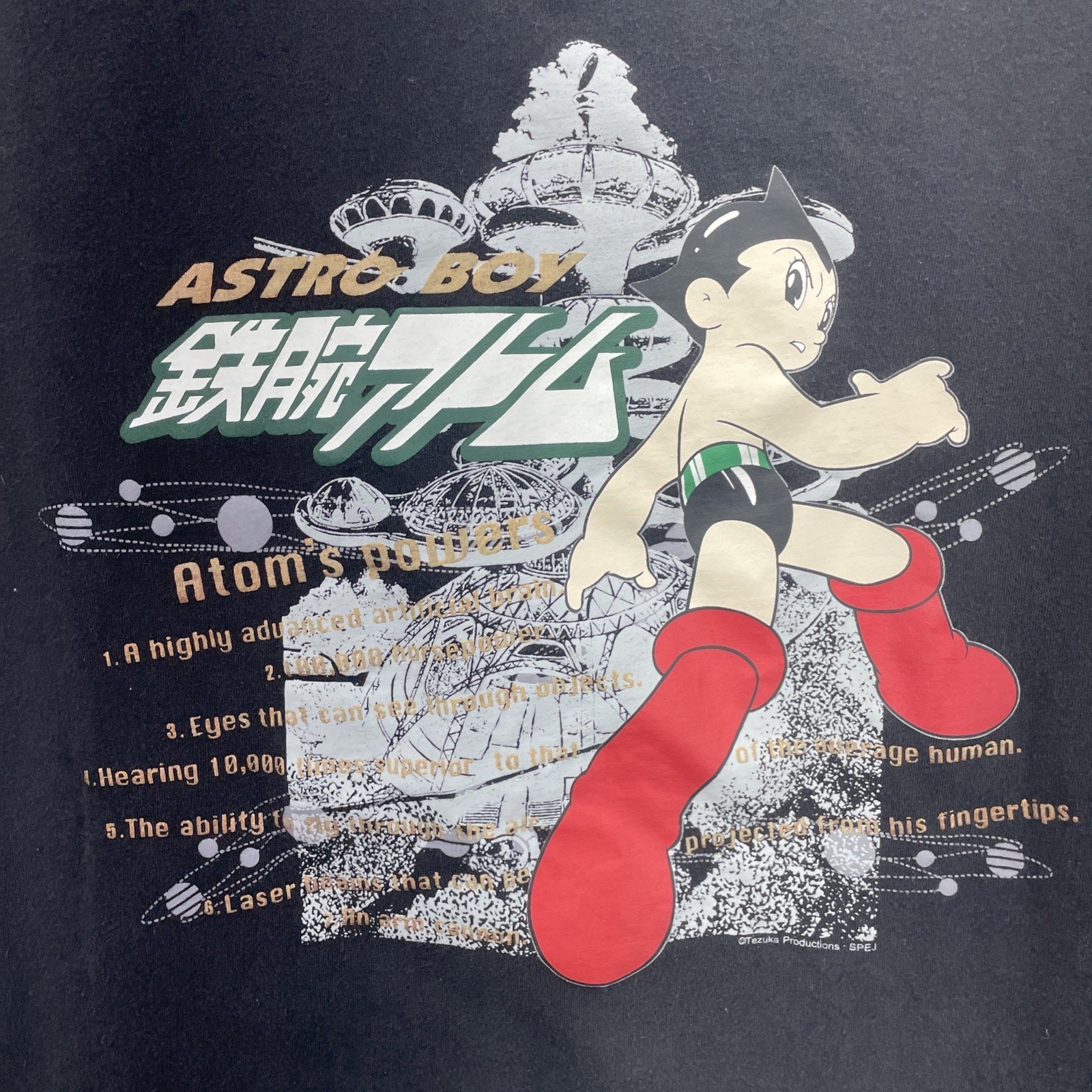 HTF Astro Boy Small 165/95 Black Tee Tezuka Productions I. P. Zone Atom Cosmic gallery