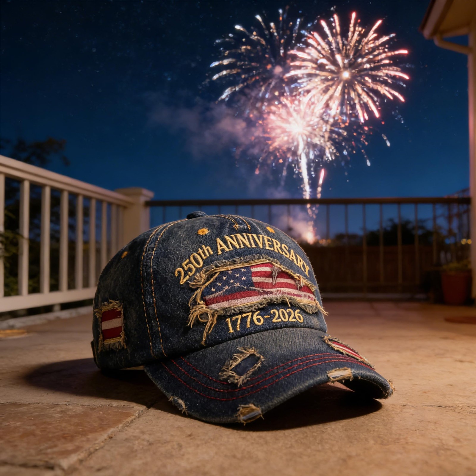 250th Anniversary USA Hat Denim Patriotic Adjustable Embroidered Baseball Cap... gallery